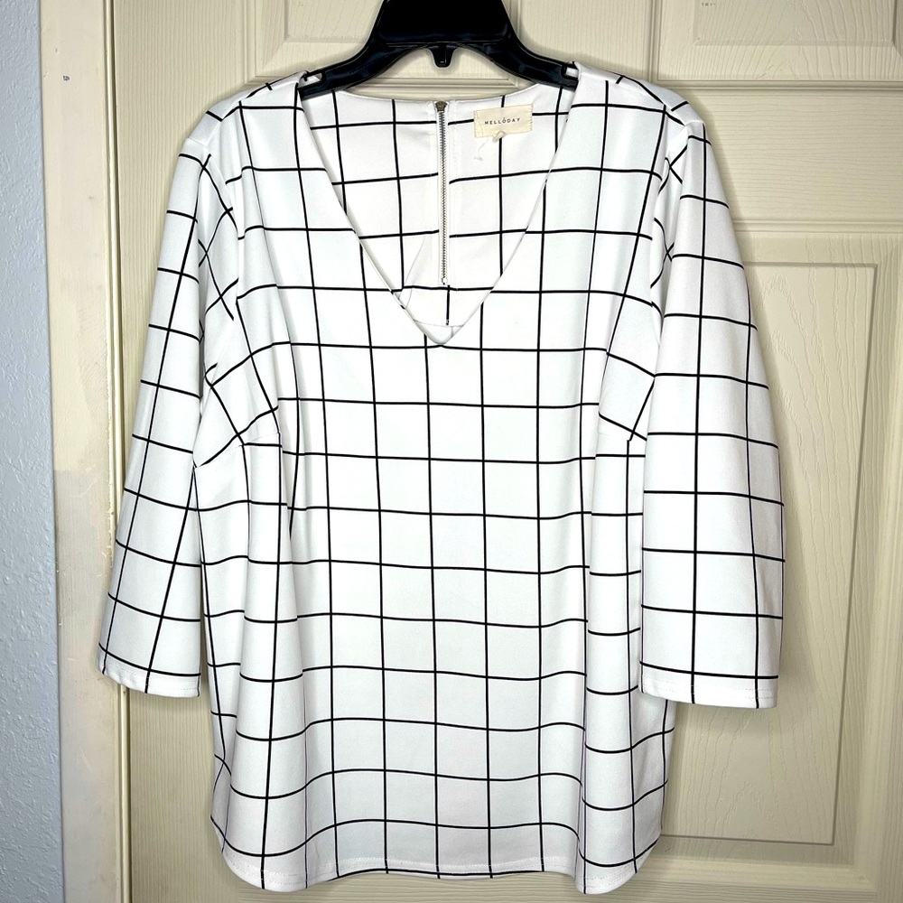 White Black Striped Blouse